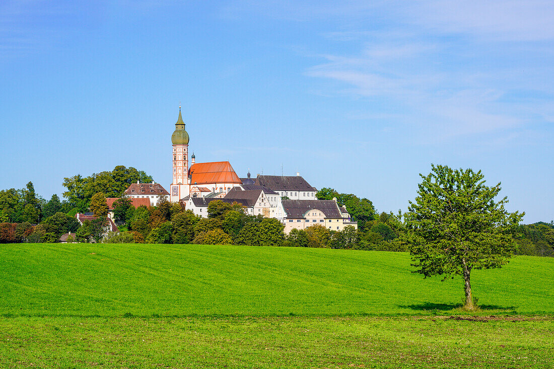 View of picturesque Andechs Monastery in glorious summer light, Bavaria, Germany