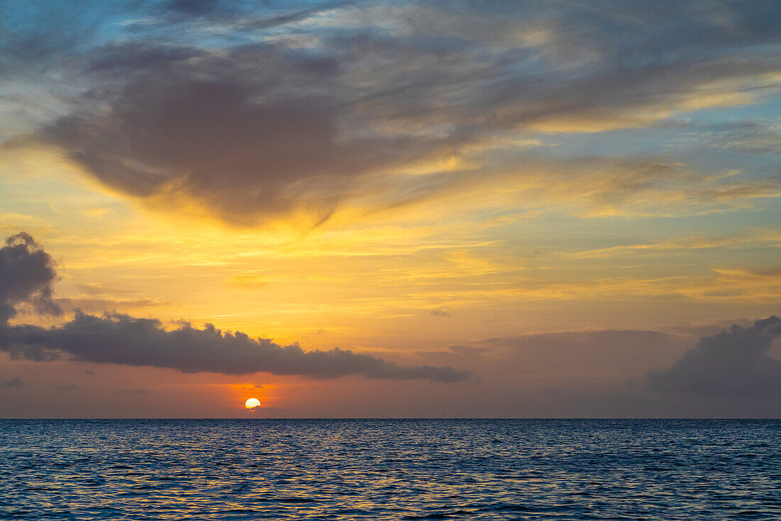 Caribbean, Grenada, Mayreau Island. Caribbean sunset