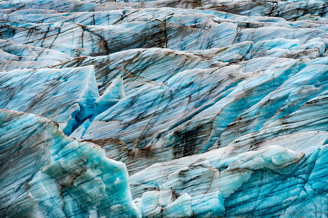 Blue Large Svinafellsjokull Glacier, Vatnajokull National Park, Iceland.