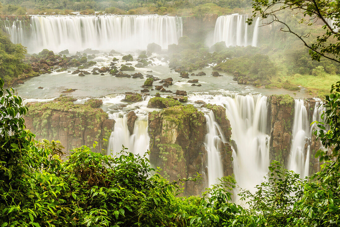 Brazil, Iguazu Falls. Landscape of waterfalls