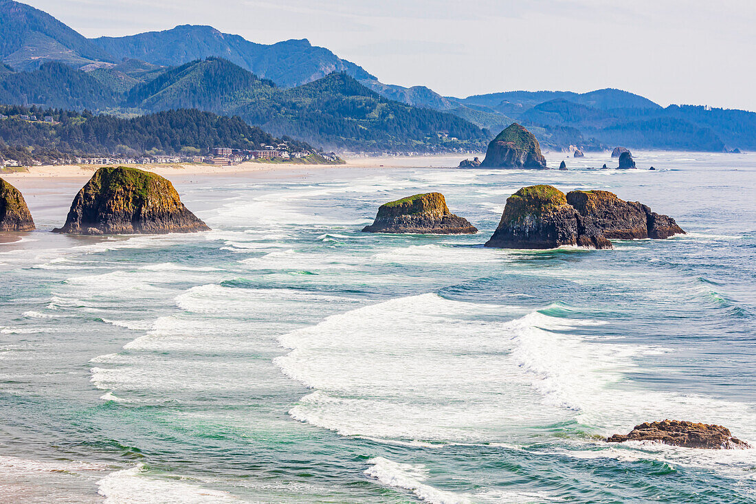 Ecola State Park, Oregon, USA. Sea stacks and surf at Ecola State Park on the Oregon coast.