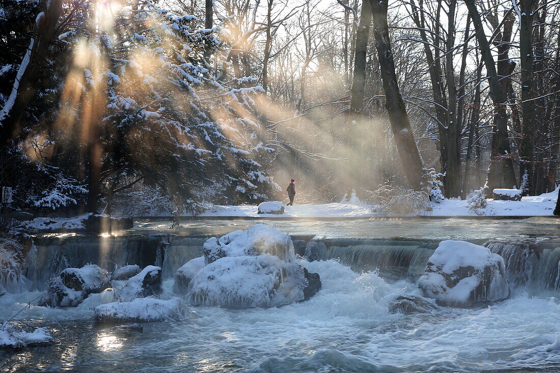 Japanischer Wasserfall, Englischer Garten, München, Oberbayern, Bayern, Deutschland