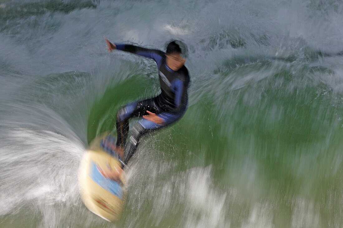 Eisbachsurfer, English Garden, Munich, Bavaria, Germany