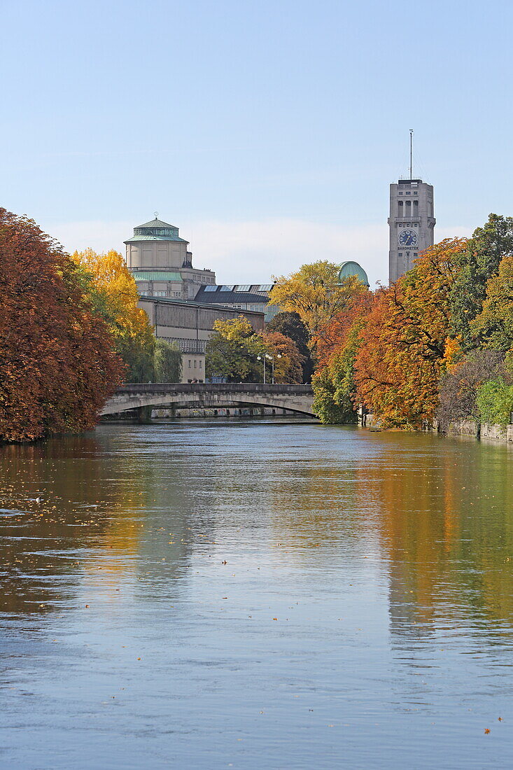 Isar Canal and Deutsches Museum, Lehel, Munich, Upper Bavaria, Bavaria, Germany