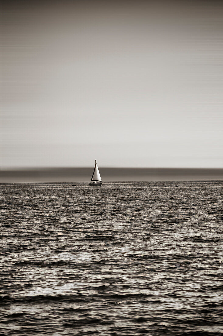 USA, Seattle, sailboat in Elliott Bay.