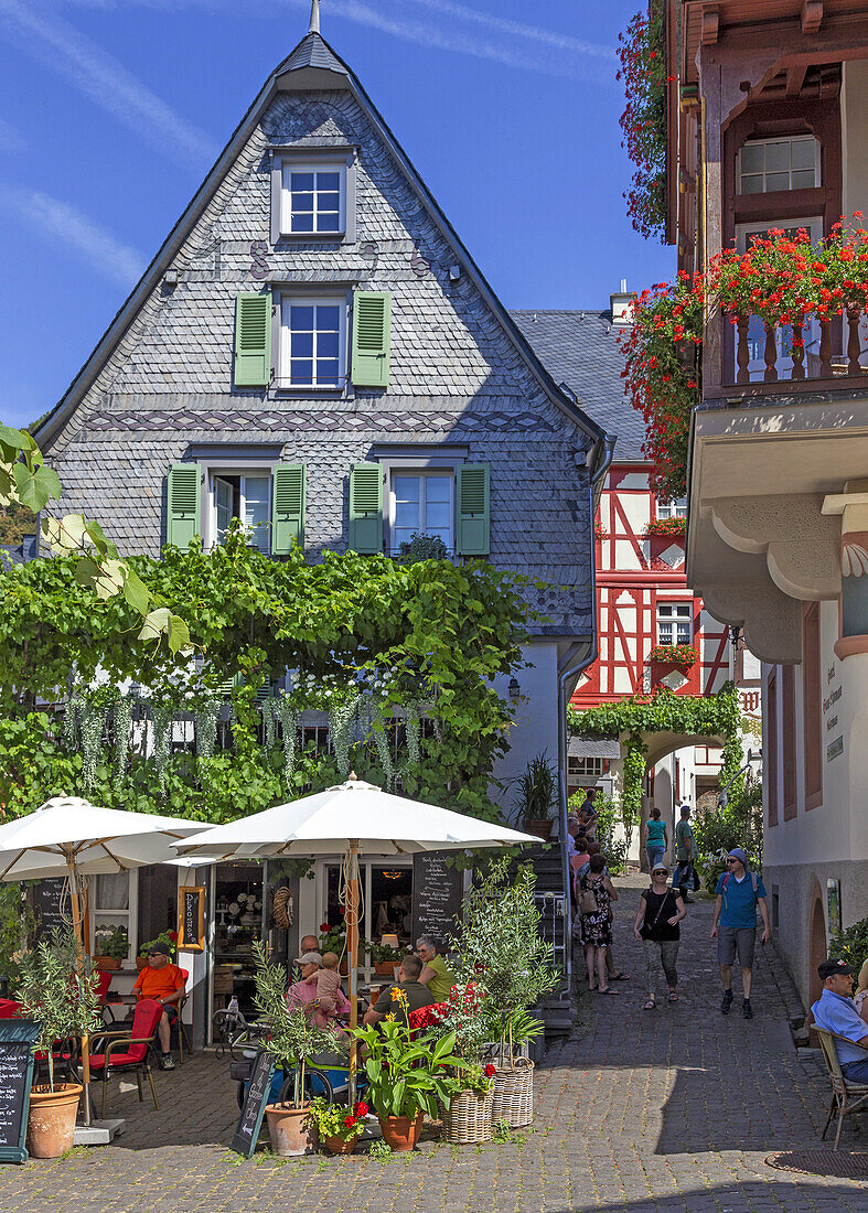 Half-timbered houses, old town, Beilstein on the Moselle