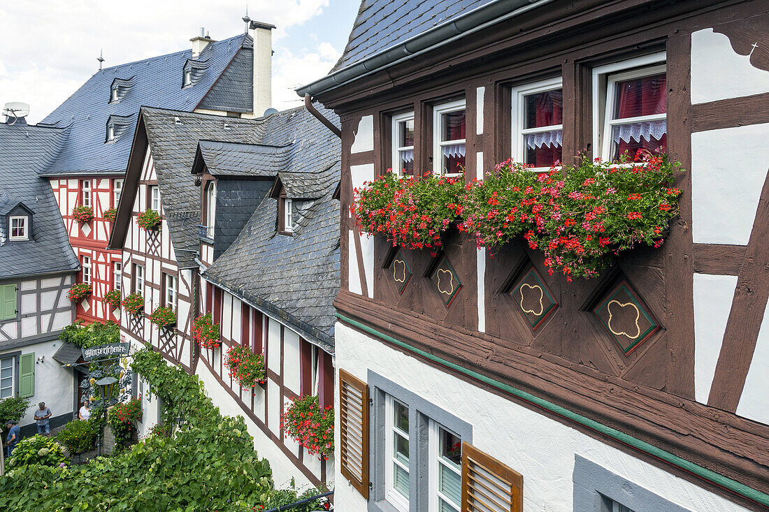 Half-timbered houses, old town, Beilstein on the Moselle