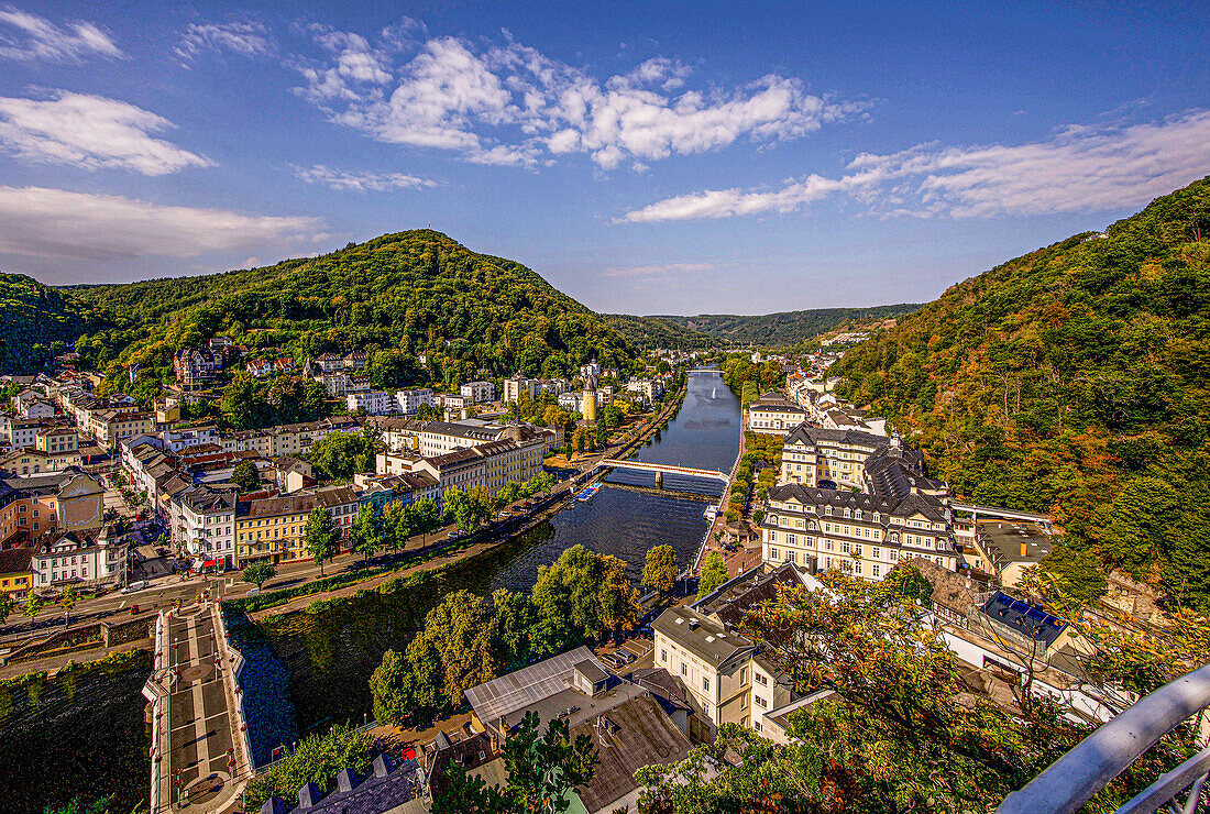 View of Bad Ems and the Lahn Valley, Rhineland-Palatinate, Germany
