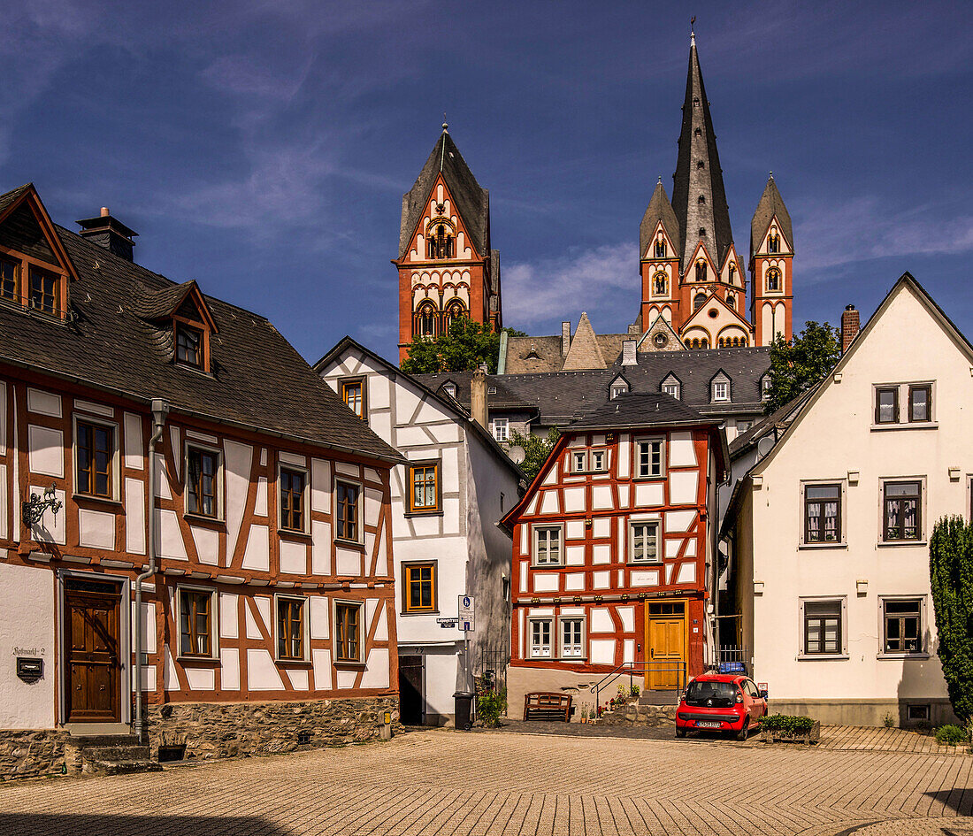 View from the Rossmarkt to the cathedral, Limburg an der Lahn, Hesse; Germany