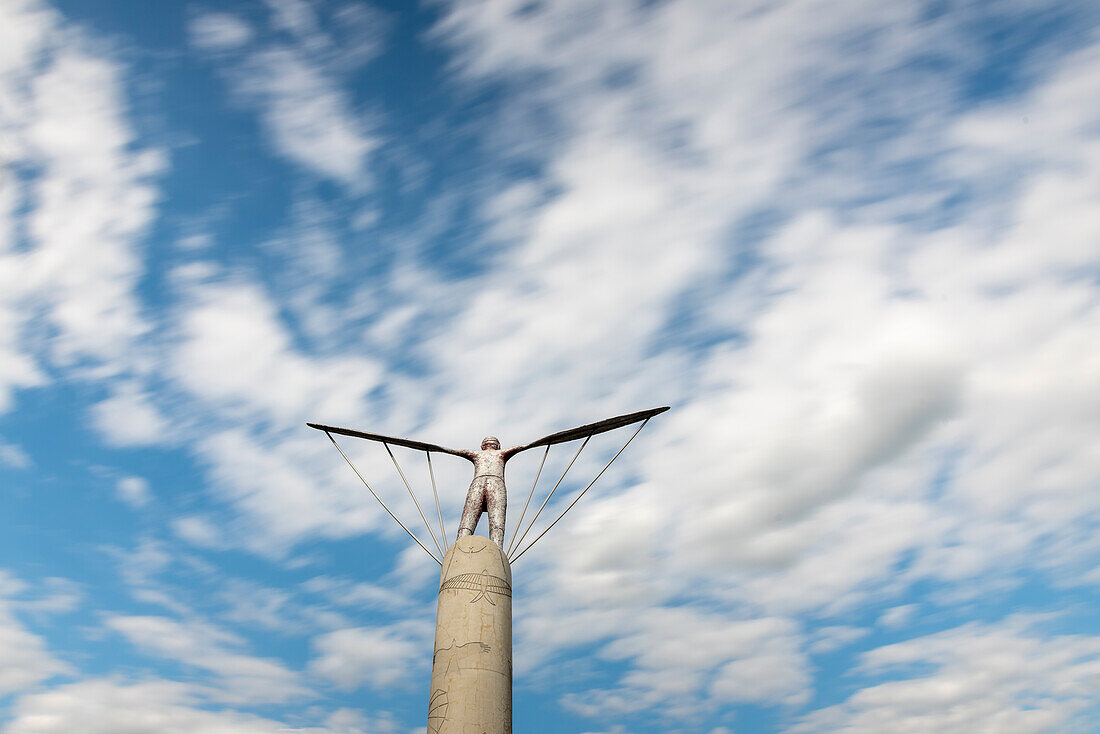Windharfe an der Absprungstelle Otto Lilienthals auf dem Gollenberg, Stölln, Land Brandenburg, Deutschland