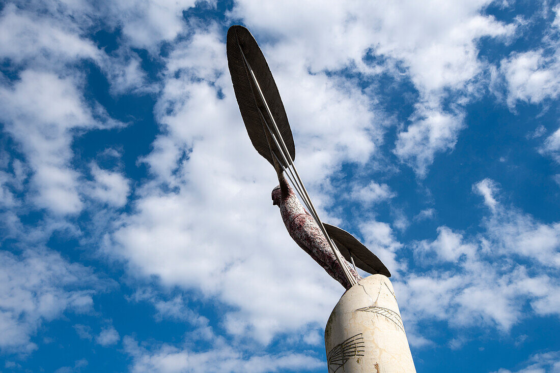 Wind harp at Otto Lilienthal's jump point on the Gollenberg, Stölln, Brandenburg, Germany