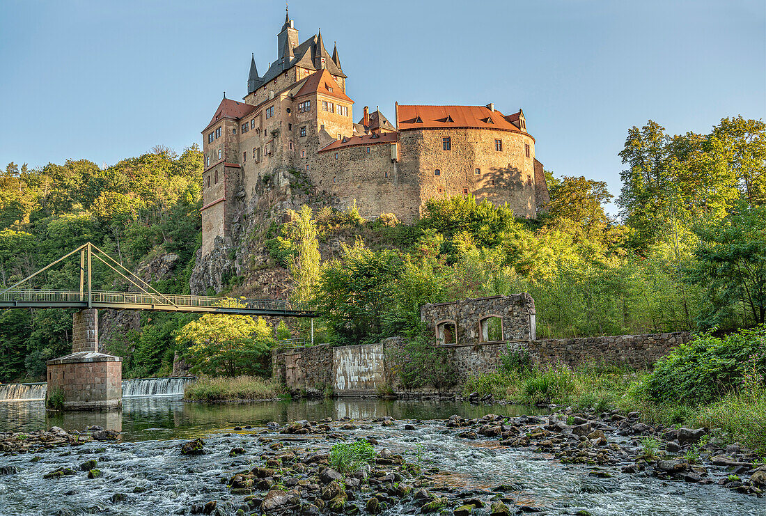 Burg Kriebstein am Fluß Zschopau, bei Waldheim, Sachsen, Deutschland