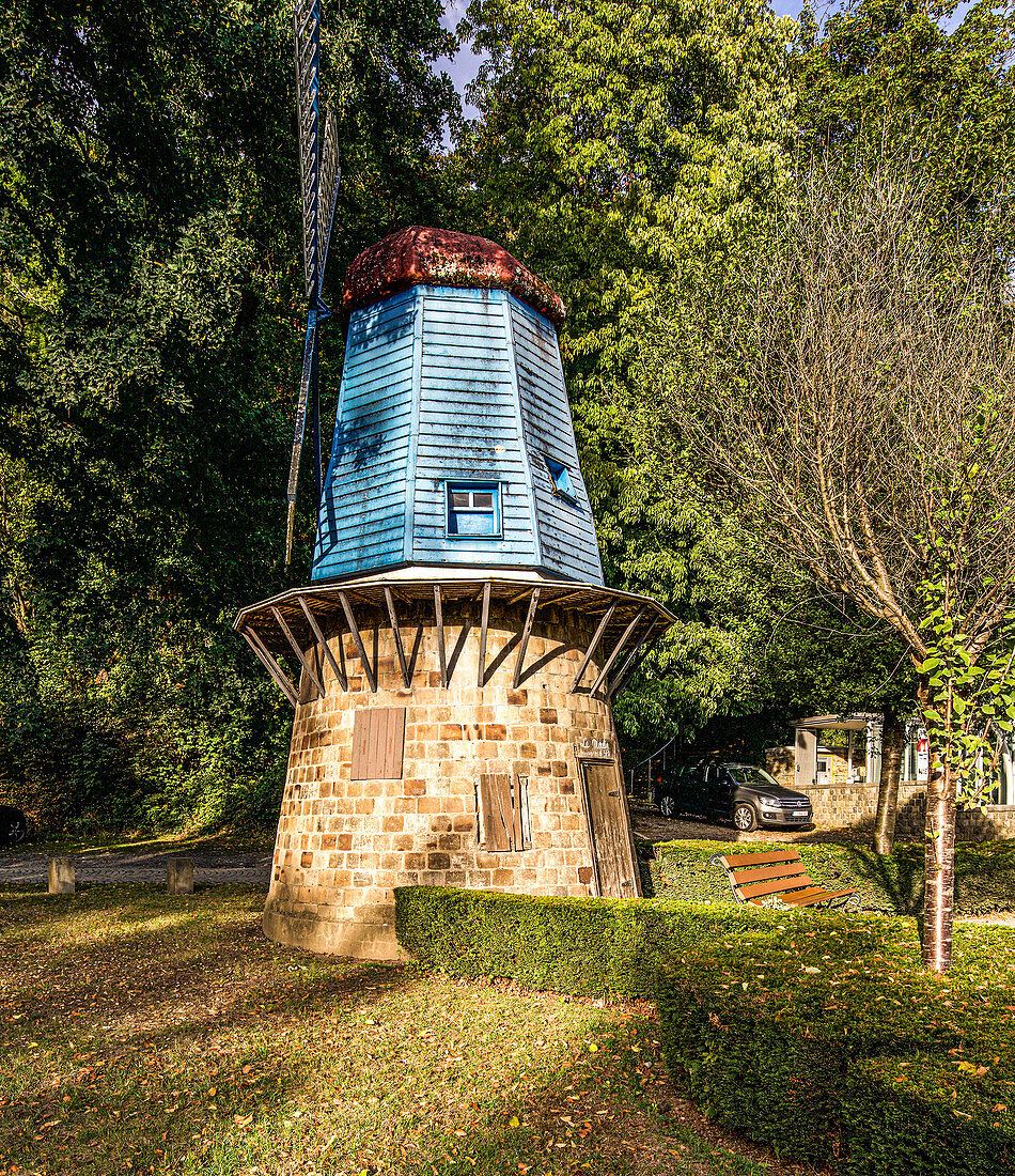 Historic windmill in the Parc de Sept Heures, Spa, Liege Province, Belgium