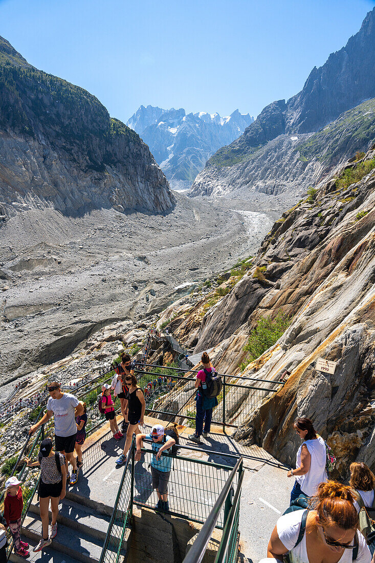 Footpath to the Ice Cave in the Mer de Glace, Chamonix Mont Blanc