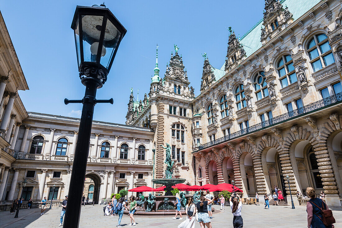 Inner courtyard of the town hall, Altstadt, Hamburg, Germany