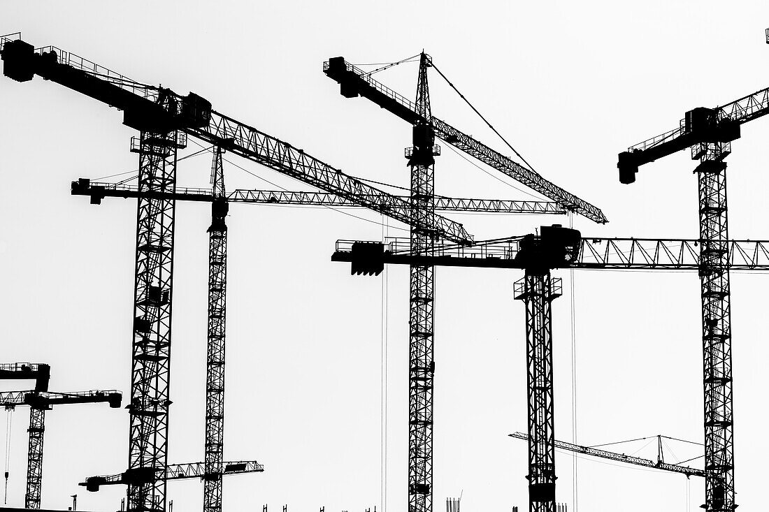 Construction cranes, Hafencity, Hamburg, Germany