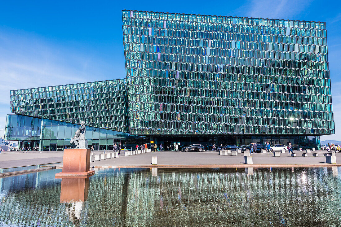 Glasfassade, Harpa Konzerthalle, Reykjavik, Island