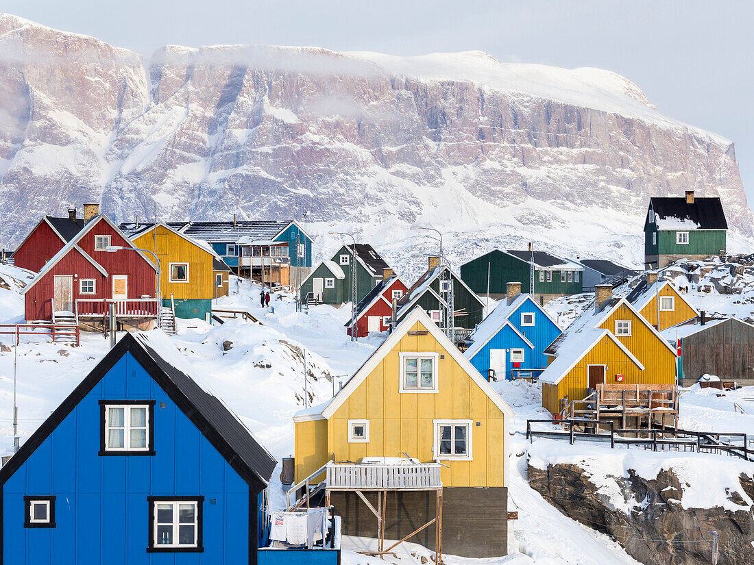 Town Uummannaq during winter in northern Greenland, Denmark.