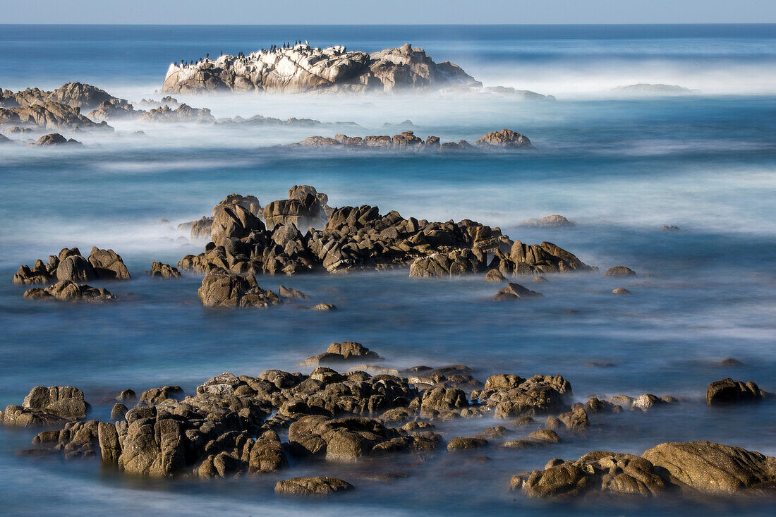 United States, California, Pacific Grove, Ocean View Drive, Dreamy View of Boulders in the Ocean Surf