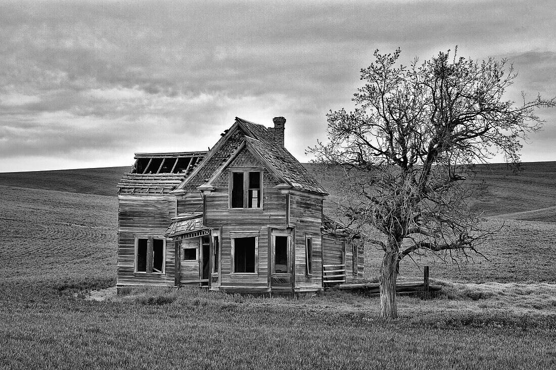 USA, Oregon, Dufur. Historic abandoned Nelson house