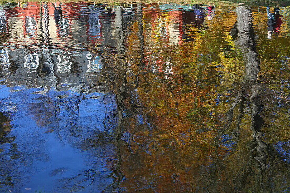 Reflection in the Nymphenburger Schloßkanal, Munich, Upper Bavaria, Bavaria, Germany