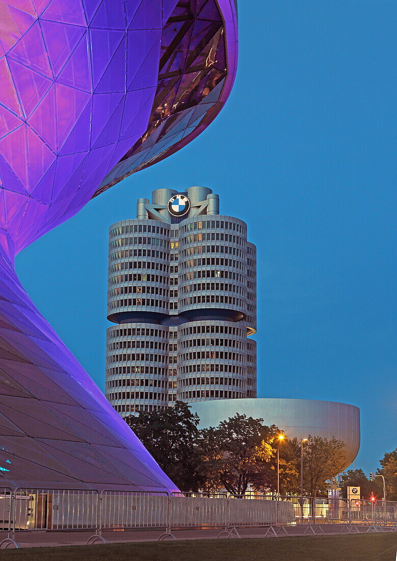 BMW World and BMW high-rise, Oberwiesenfeld, Munich, Upper Bavaria, Bavaria, Germany