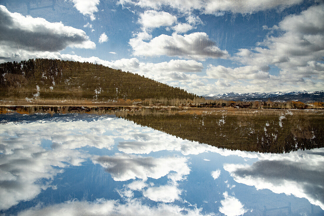 Panorama Doppelbelichtung der Grand-Teton-Bergkette, Wyoming, USA