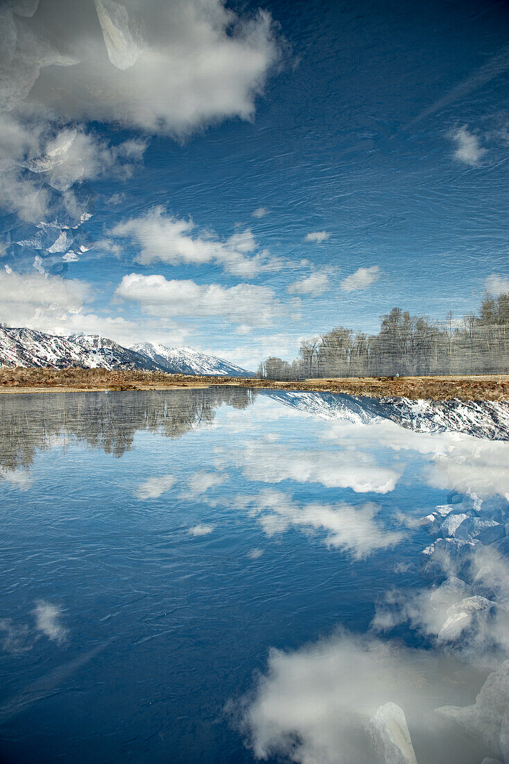 Snake river near the grand Teton mountain range.