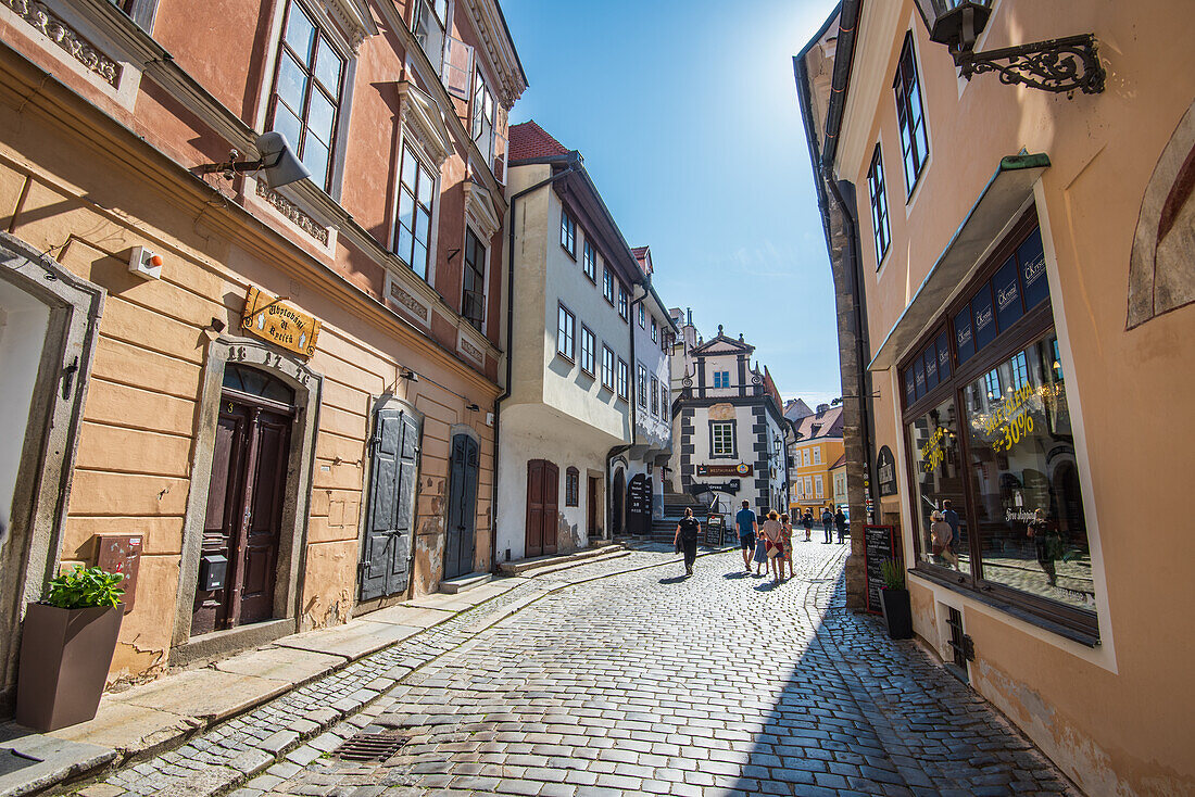 Straße in Cesky Krumlov, Südböhmen, Tschechien