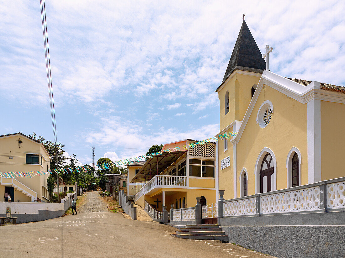 Santana with Iglesia Santa Ana on the island of São Tomé in West Africa