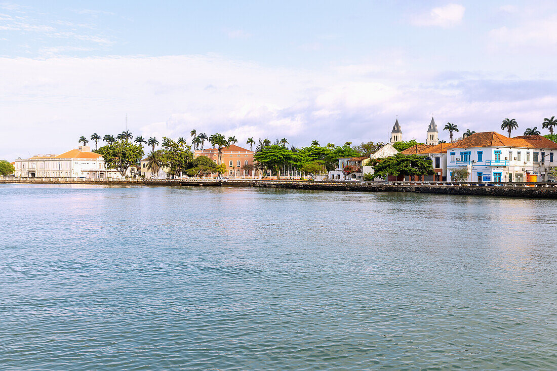 Supremo Tribunal de Justiça, Presidencial Palace and Nossa Senhora da Graça Cathedral on Ana Chavez Bay in Sao Tome on the island of Sao Tome in West Africa