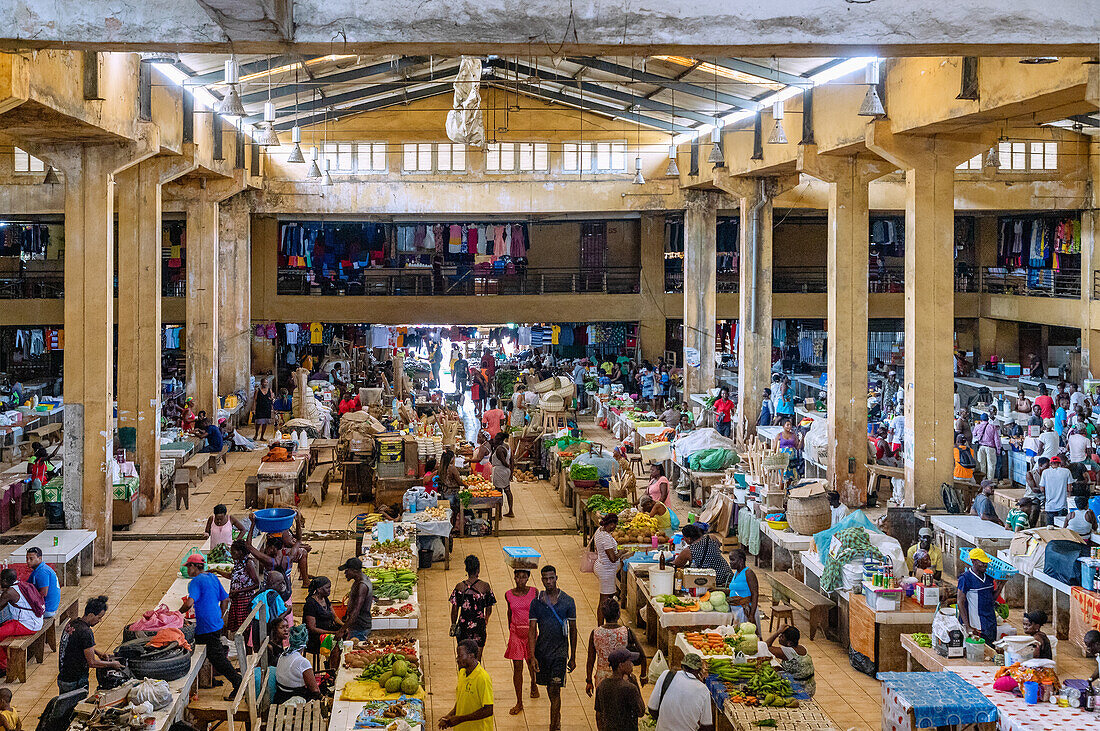 Market hall of the Mercado Municipal of São Tomé on the island of São Tomé in West Africa
