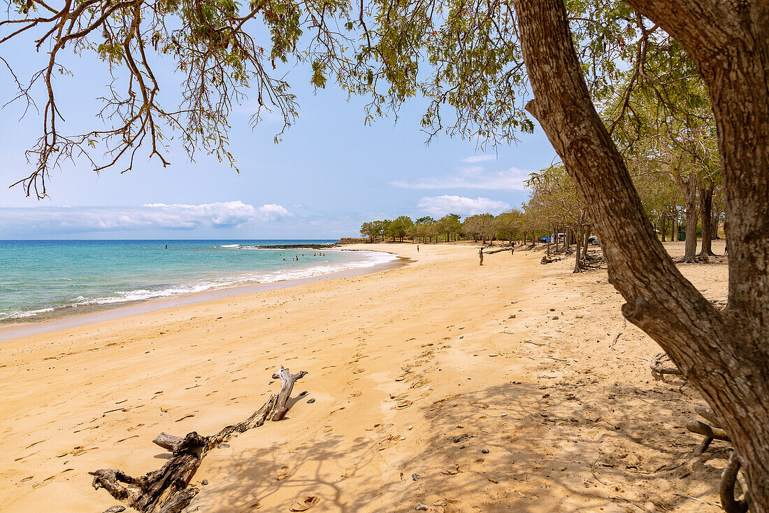 Sandy beach Praia dos Tamarindos on the north coast of the island of São Tomé in West Africa