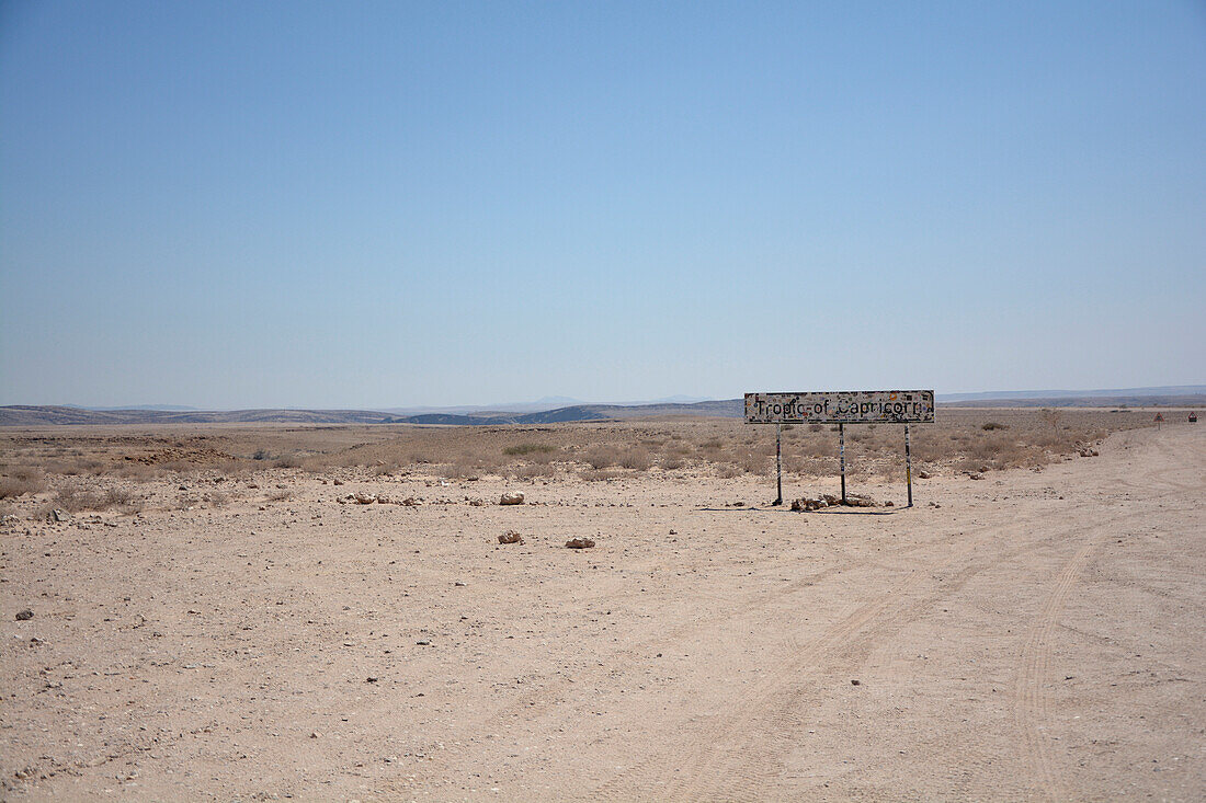 Namibia; Region of Erongo and Khomas; Central Namibia; Tropic of Capricorn or Tropic of Capricorn