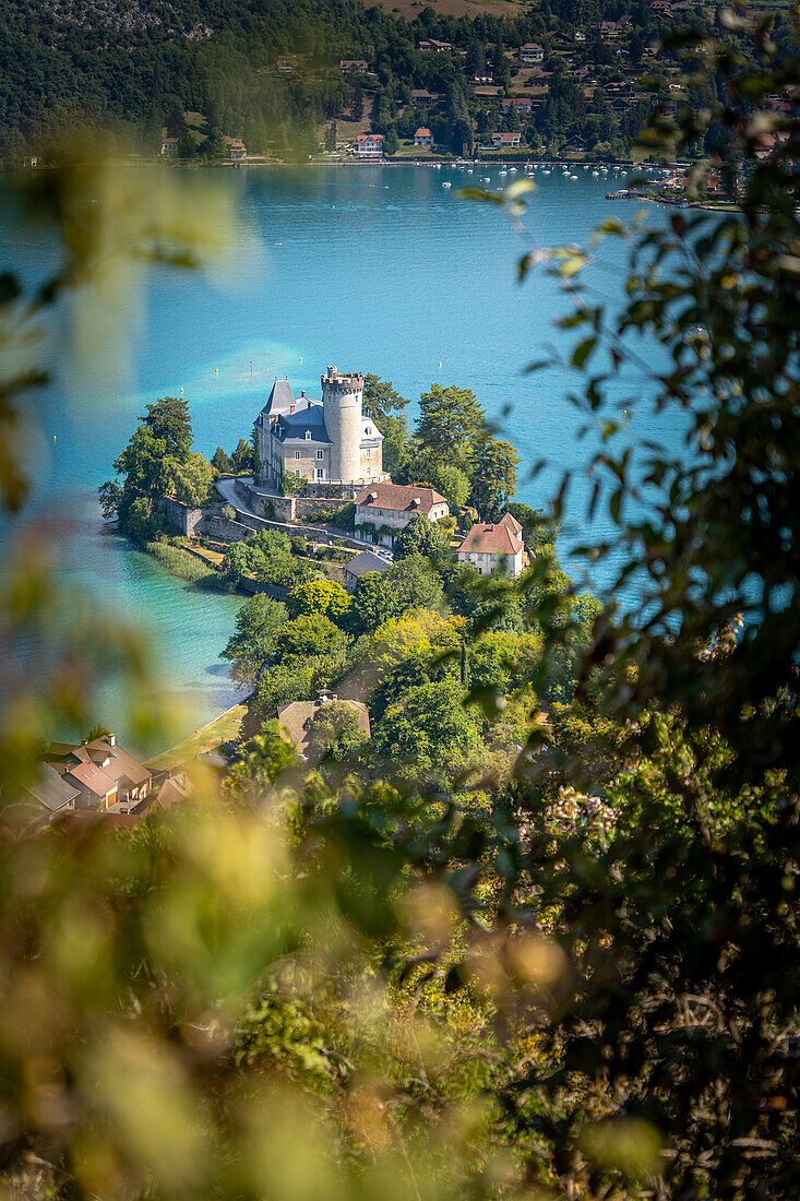 View of the Castle of Duingt, Annecy, Haute-Savoie, Auvergne-Rhône-Alpes, France