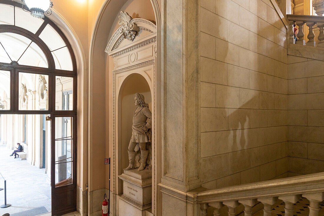 Grand staircase of the Palazzo Reale, Turin, Piedmont, Italy.