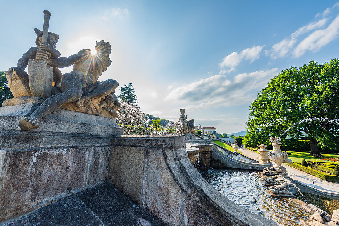 Fountain in Cesky Krumlov Castle Garden, South Bohemia, Czech Republic