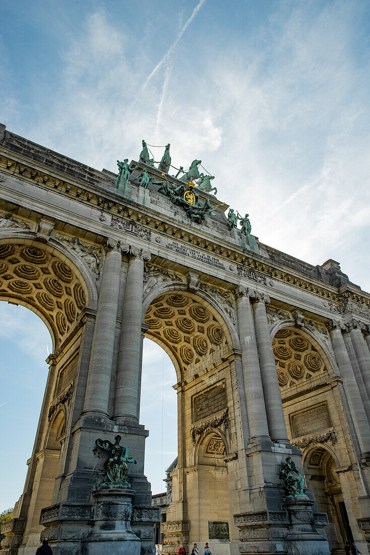 Arches of the Monument du Cinquantenaire in Brussels, Belgium