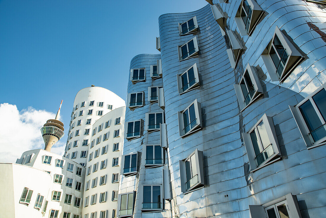 The Gehry buildings by the Rhine River in Düsseldorf, Germany