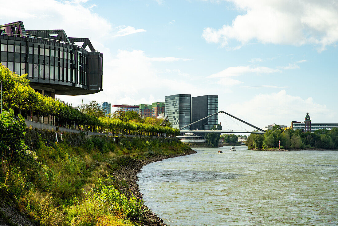 Buildings by the Rhine River in Düsseldorf, Germany