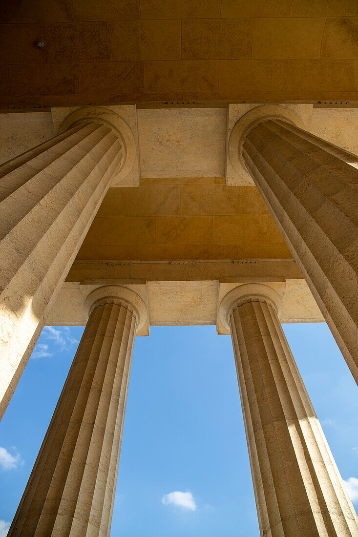 Colonnade of the Tempio Canoviano (parish church of Possagno) Treviso district, Veneto, Italy.