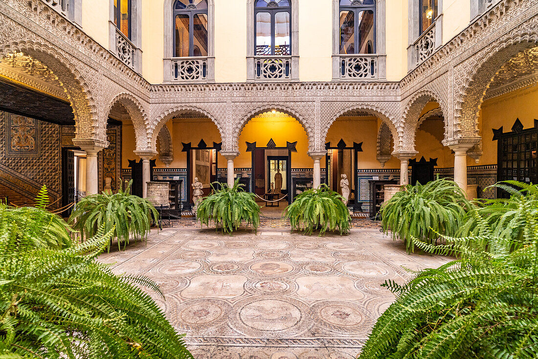Courtyard of the Palace and Museum Palacio de la Condesa de Lebrija in Seville, Seville, Andalusia, Spain