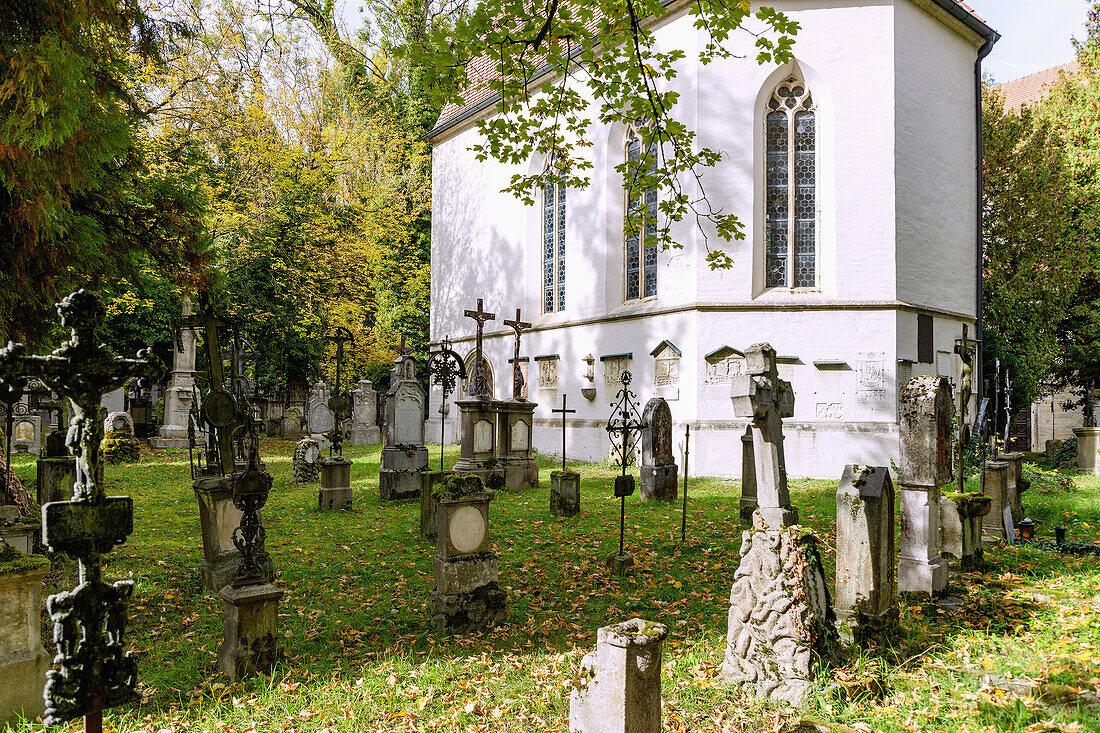 St. Peter Cemetery with late Gothic chapel in Straubing in Lower Bavaria in Germany