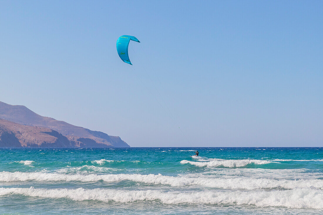 Kitesurfing, Episkopi beach, Rethymno, Crete, Greek Islands, Greece