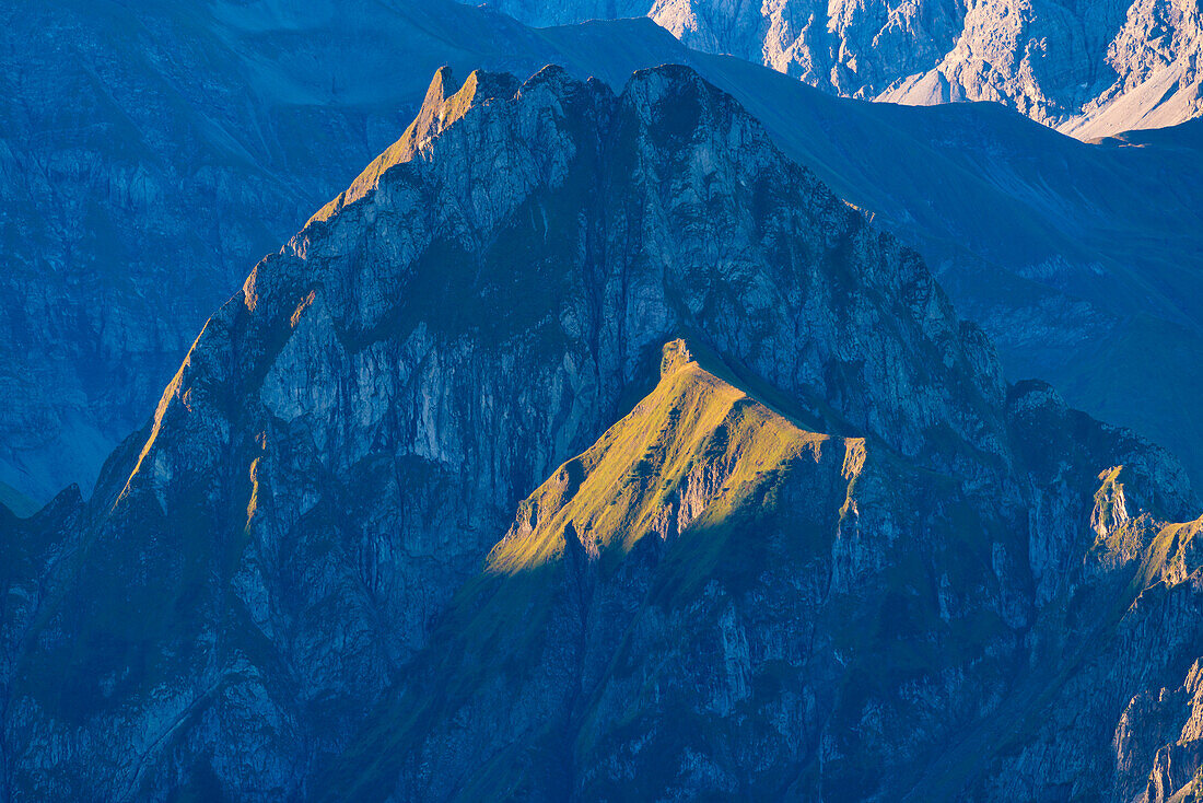 Bergpanorama vom Laufbacher-Eckweg zur Höfats, 2259m, Allgäuer Alpen, Allgäu, Bayern, Deutschland, Europa