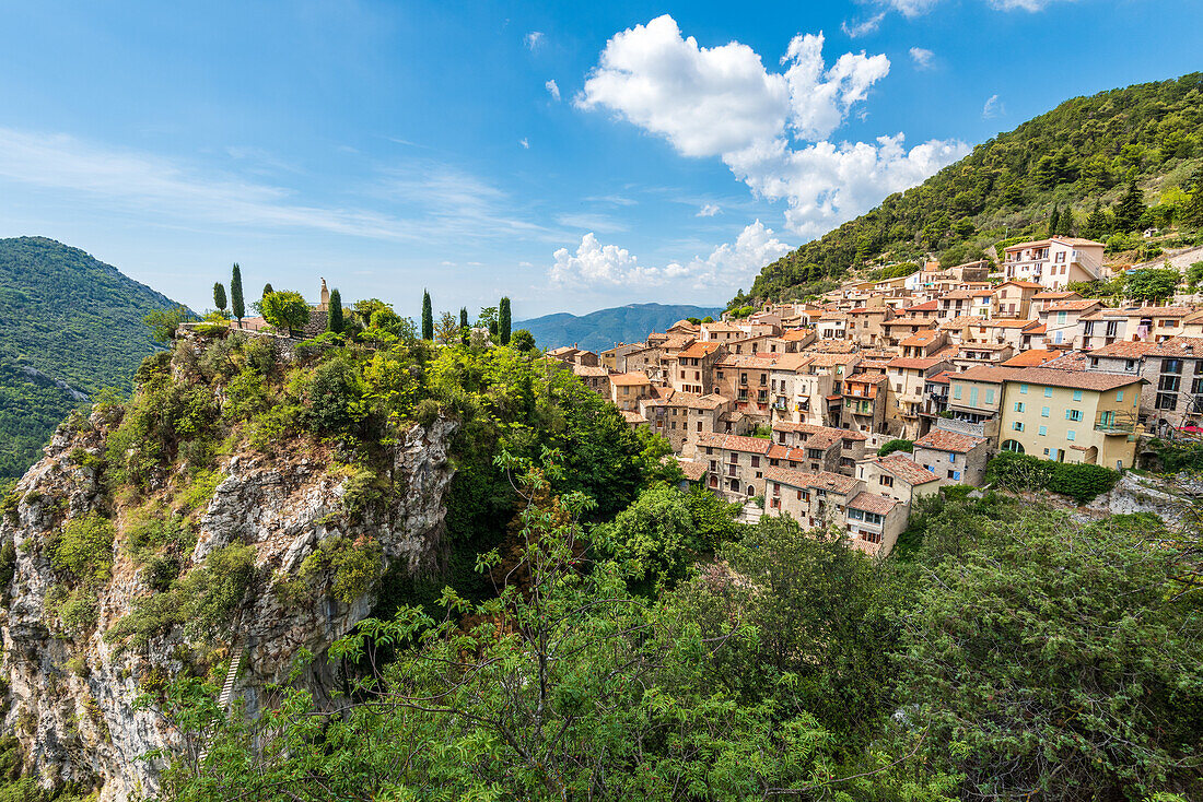 Mountain village of Peille in the French Maritime Alps, Provence, France