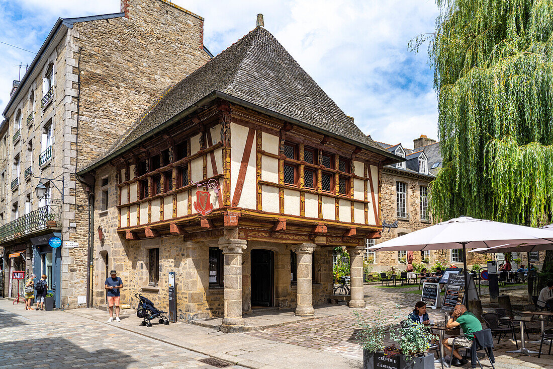 Half-timbered buildings in the historic town of Dinan, Brittany, France