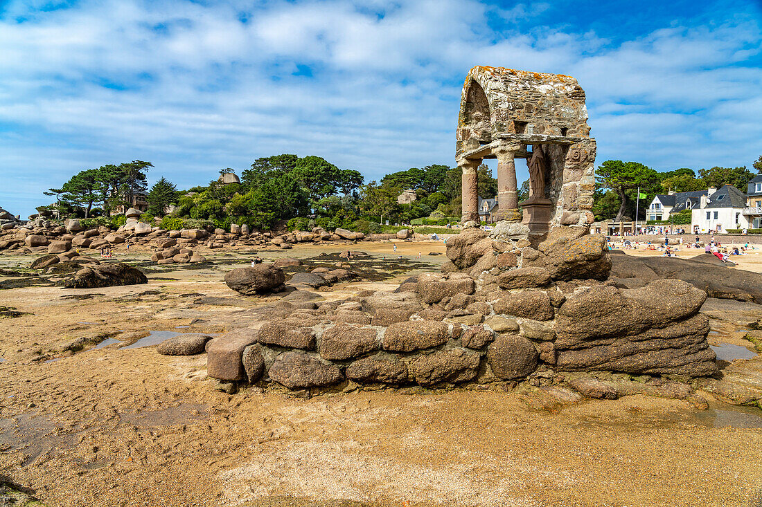 Oratorium St-Guirec bei Ebbe, Ploumanac'h, Perros-Guirec, Bretagne, Frankreich