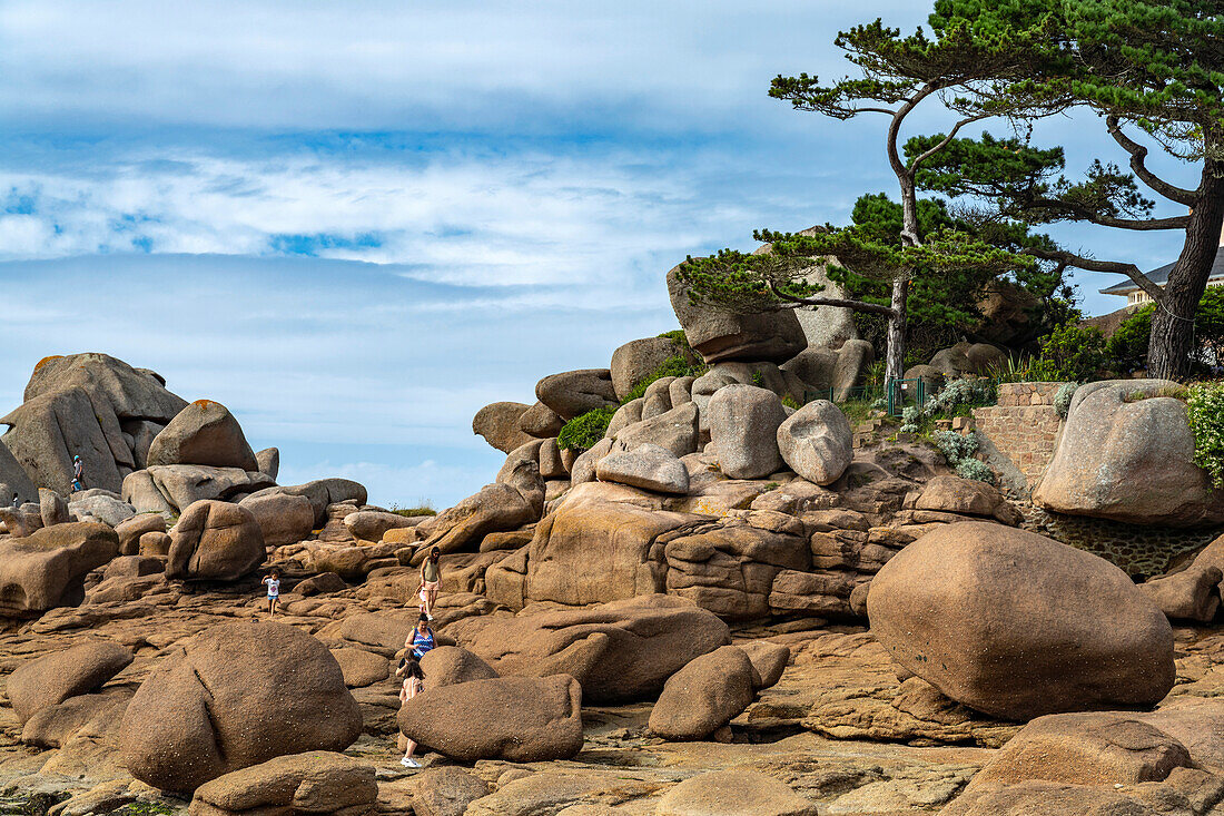 The rocks of the pink granite coast Côte de Granit Rose at Ploumanac'h, Perros-Guirec, Brittany, France