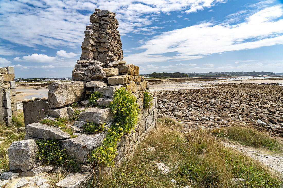 Ruins on the island of Ile Grande, Pleumeur-Bodou, Brittany, France